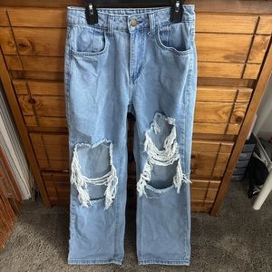 SHEIN Wide Leg Distressed Jeans